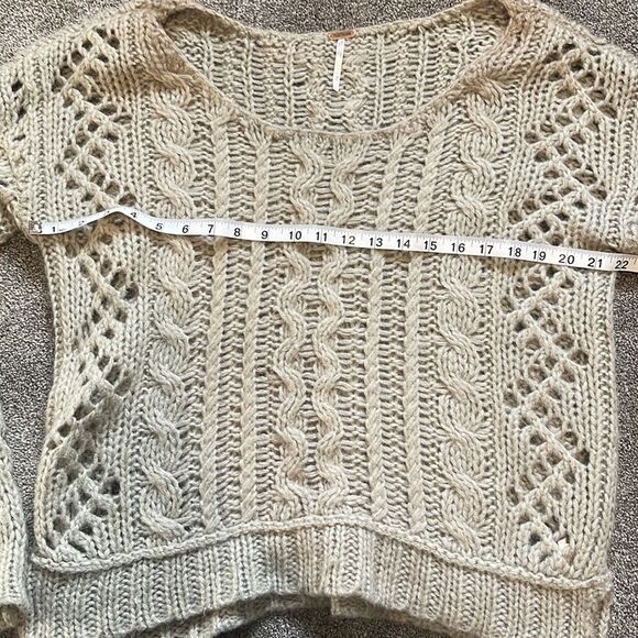 FREE PEOPLE Sweater MED Womens Open Stitch Chunky Knit Scoop Neck Wool Blend - Picture 7 of 9